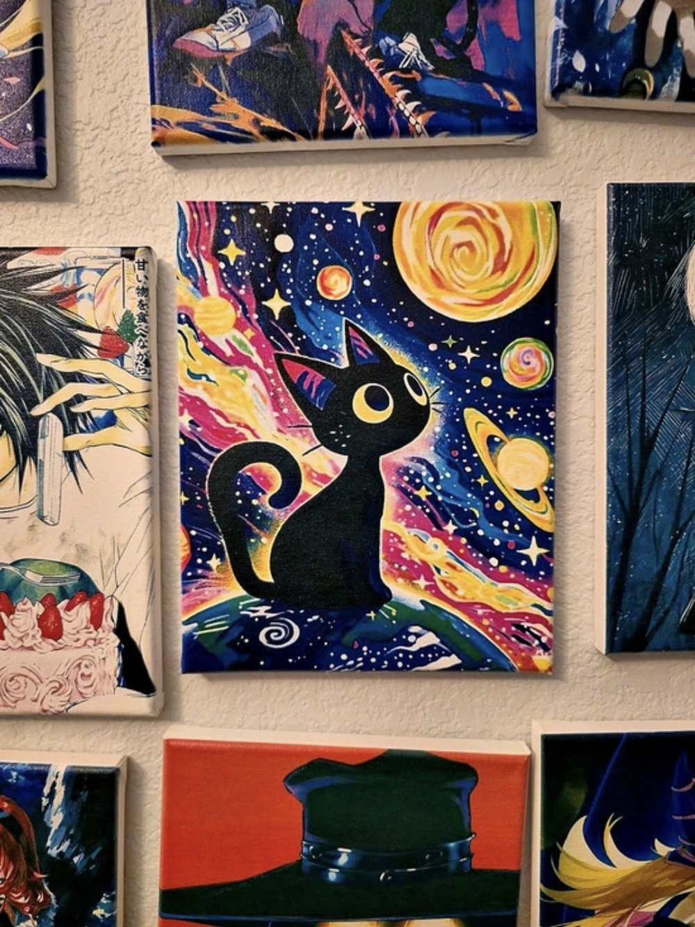 Black Cat Space Painting Wall Art